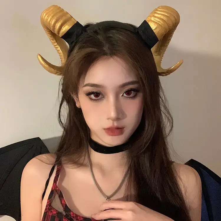 Dark Cos Halloween Horn Dress Props Goat Horn Headband