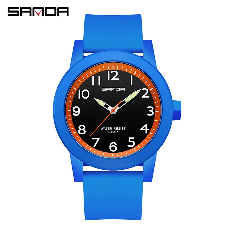 Sanda Couple Watches Blue Silicone Waterproof Quartz - Image 6