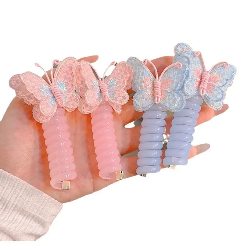 Girls' Rainbow Butterfly Hair Rope Ring - Image 8