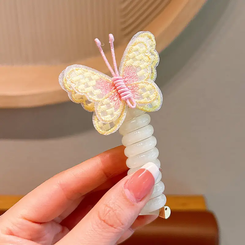 Girls' Rainbow Butterfly Hair Rope Ring - Image 2