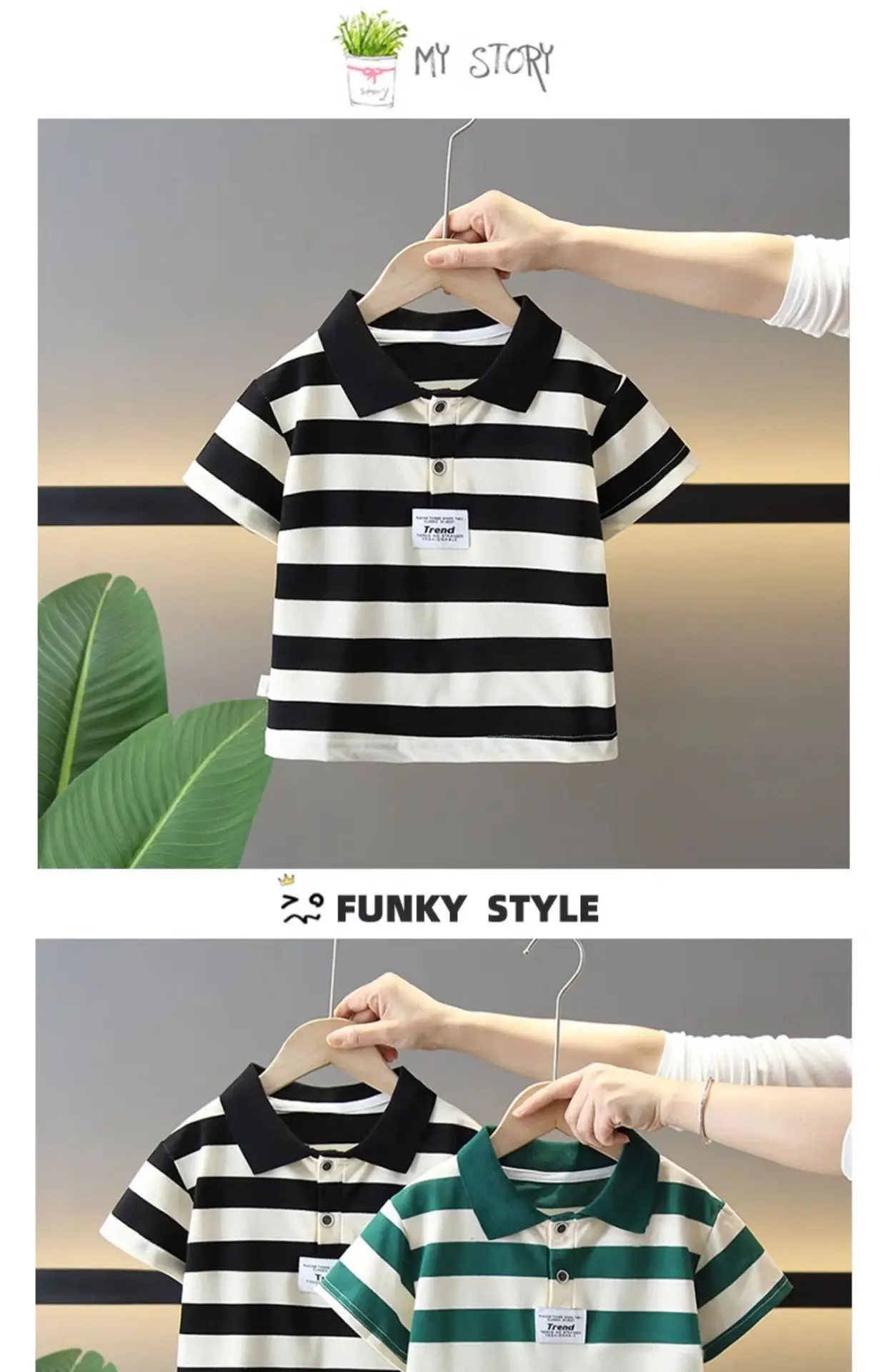 5135 Boys Striped Polo Shirt Summer Top — feature 6