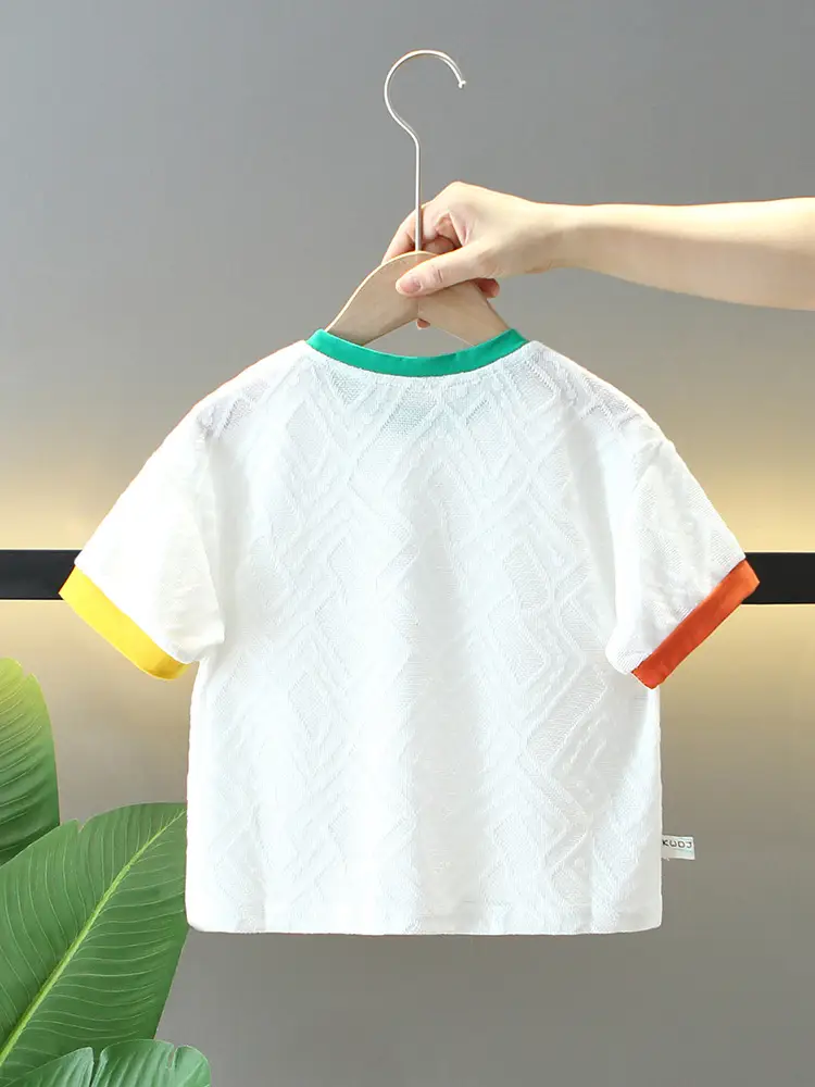 5130 Boys Short Sleeve T-Shirt White 2024 Summer - Image 2