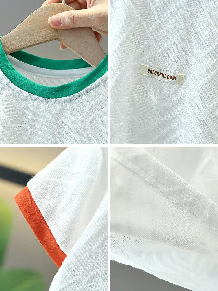 5130 Boys Short Sleeve T-Shirt White 2024 Summer - Image 4