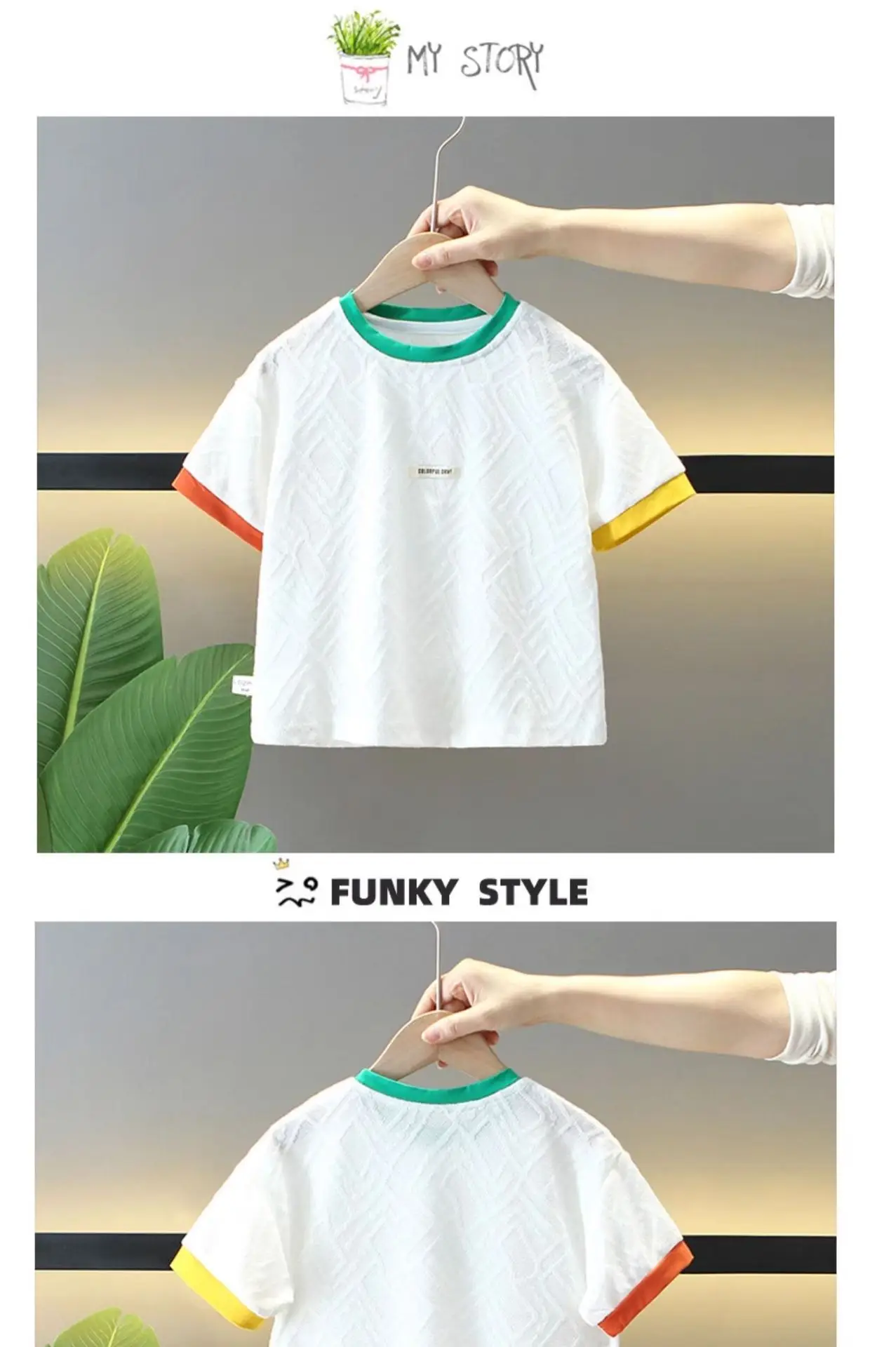 5130 Boys Short Sleeve T-Shirt White 2024 Summer — feature 6