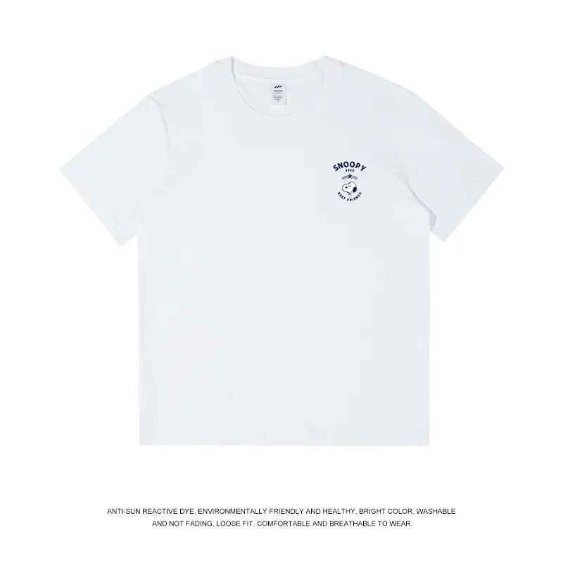 Men Light Blue Snoopy Cotton T-Shirt Loose Fit - Image 11