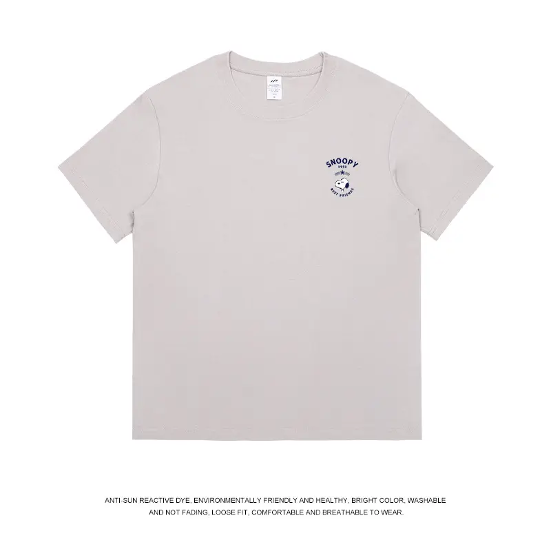 Men Light Blue Snoopy Cotton T-Shirt Loose Fit - Image 12