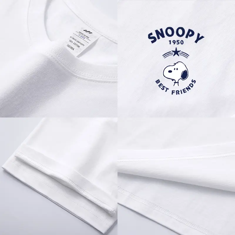 Men Light Blue Snoopy Cotton T-Shirt Loose Fit - Image 13