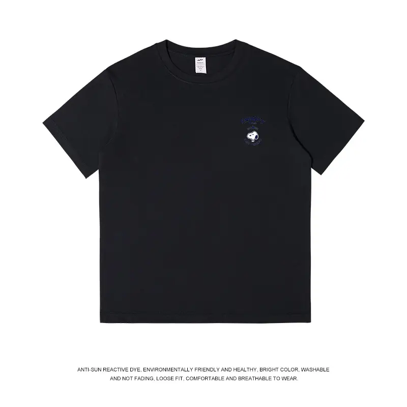 Men Light Blue Snoopy Cotton T-Shirt Loose Fit - Image 2
