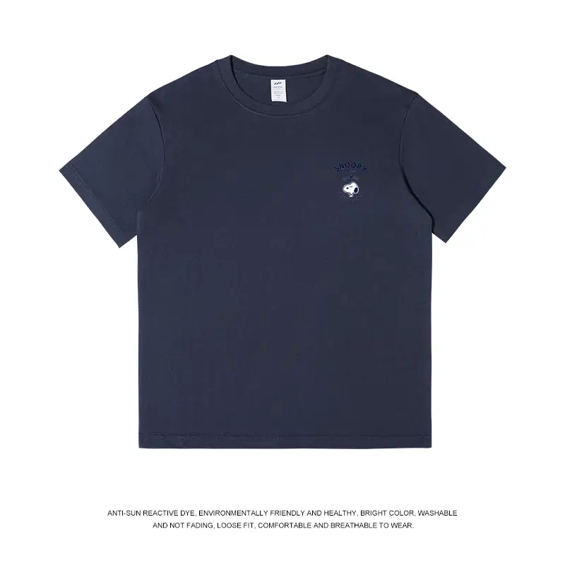 Men Light Blue Snoopy Cotton T-Shirt Loose Fit - Image 7
