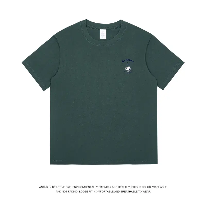 Men Light Blue Snoopy Cotton T-Shirt Loose Fit - Image 9