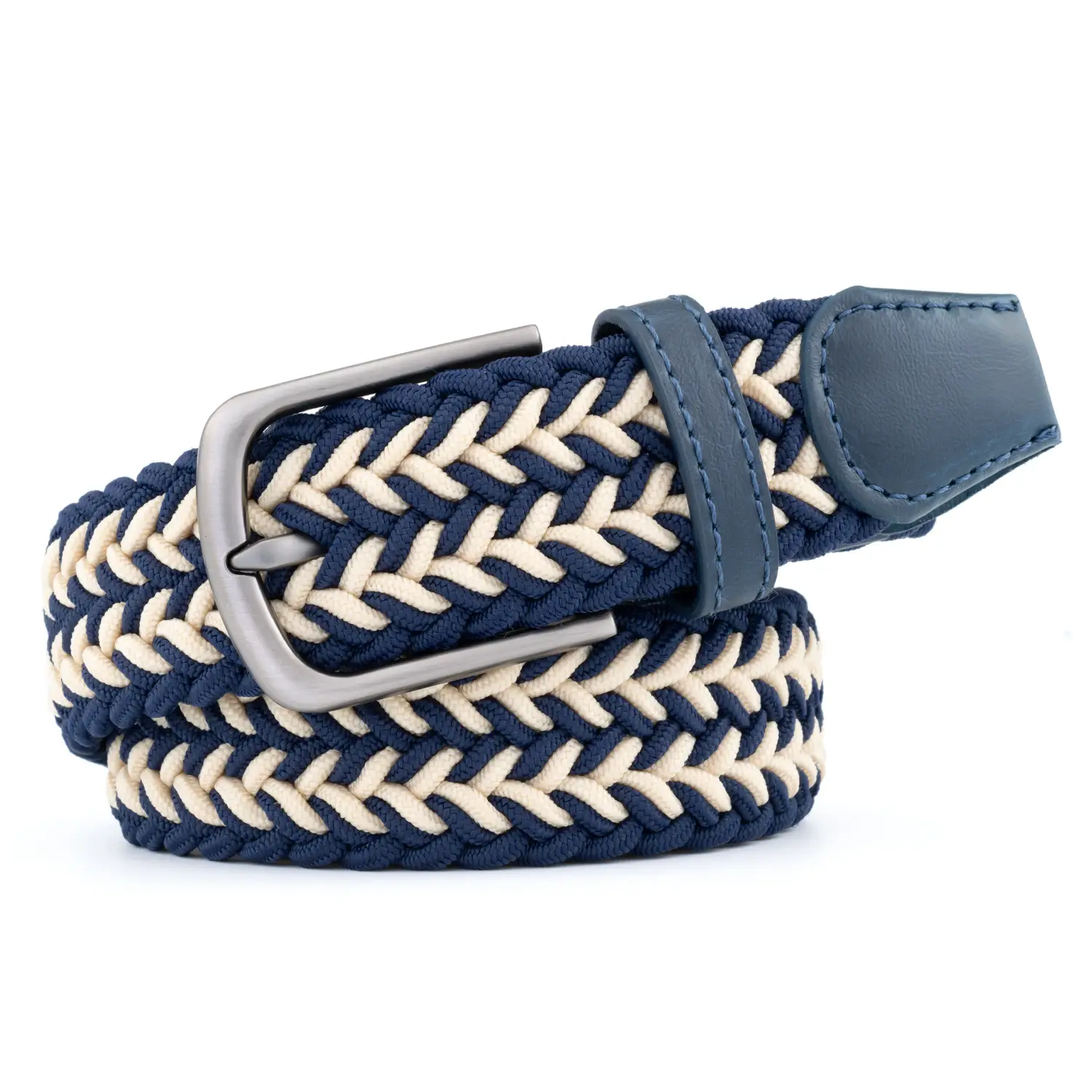 Unisex Elastic Belt with Buckle Blue Blue