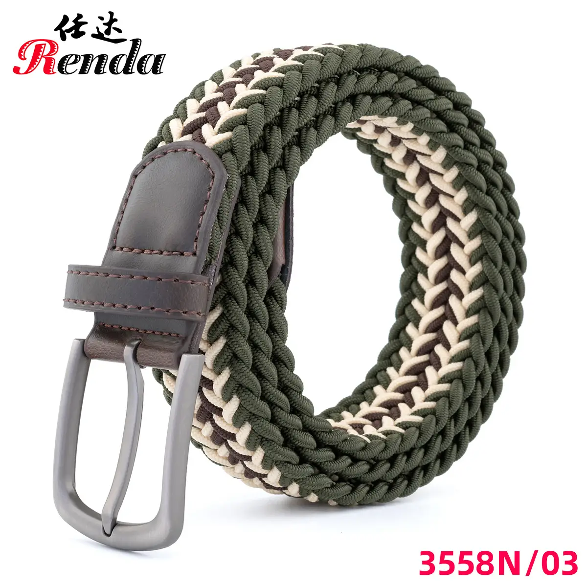 Unisex Elastic Belt with Buckle Blue Blue
