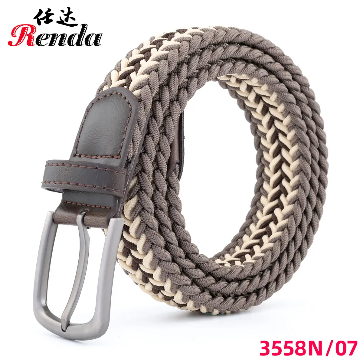 Unisex Elastic Belt with Buckle Blue Blue
