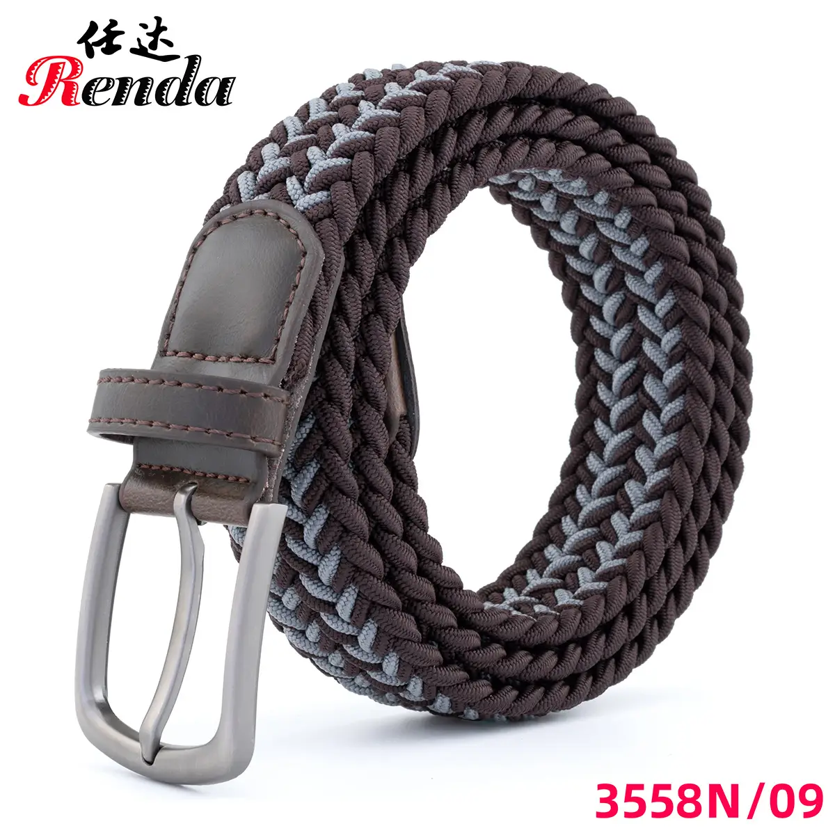 Unisex Elastic Belt with Buckle Blue Blue
