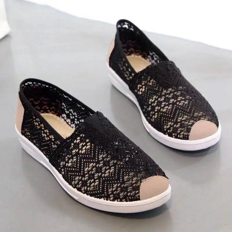 Summer New Old Beijing Cloth Shoes Women's Flat Mesh Hollow Fisherman Shoes Sandals Women's Mesh Shoes Slip-on Mom Shoes - Image 5