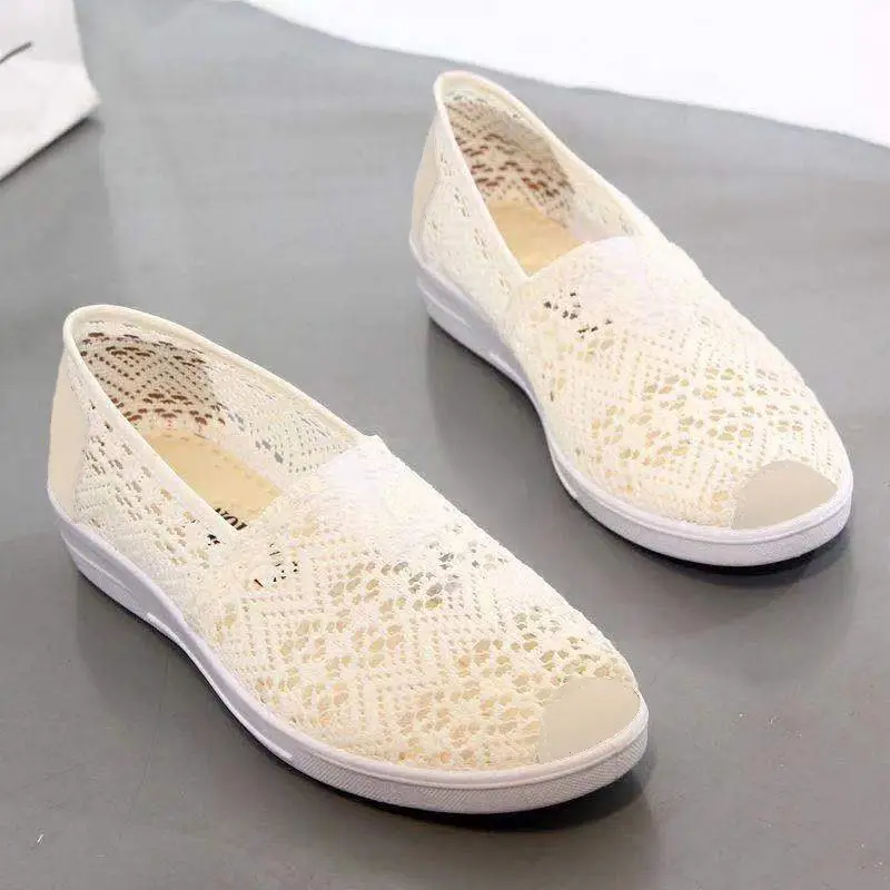 Summer New Old Beijing Cloth Shoes Women's Flat Mesh Hollow Fisherman Shoes Sandals Women's Mesh Shoes Slip-on Mom Shoes - Image 6