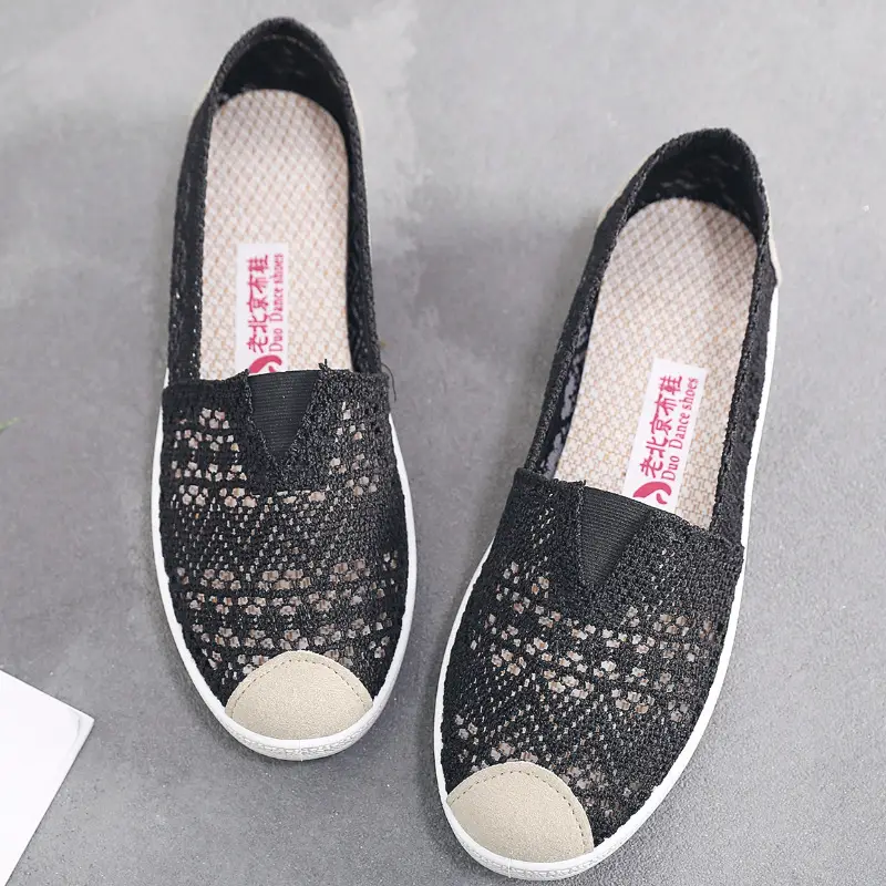 Summer New Old Beijing Cloth Shoes Women's Flat Mesh Hollow Fisherman Shoes Sandals Women's Mesh Shoes Slip-on Mom Shoes - Image 2