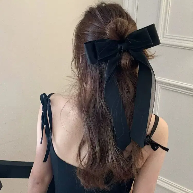 Women's Chiffon Bow Hairpin with Spring Clip - Image 4