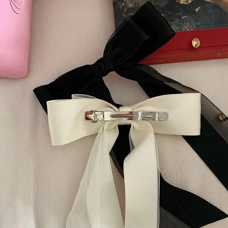 Women's Chiffon Bow Hairpin with Spring Clip - Image 5