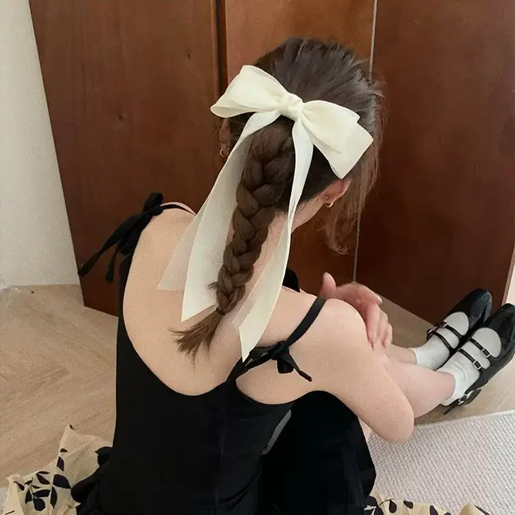 Women's Chiffon Bow Hairpin with Spring Clip - Image 6