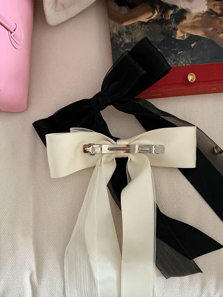 Women's Chiffon Bow Hairpin with Spring Clip — feature 11