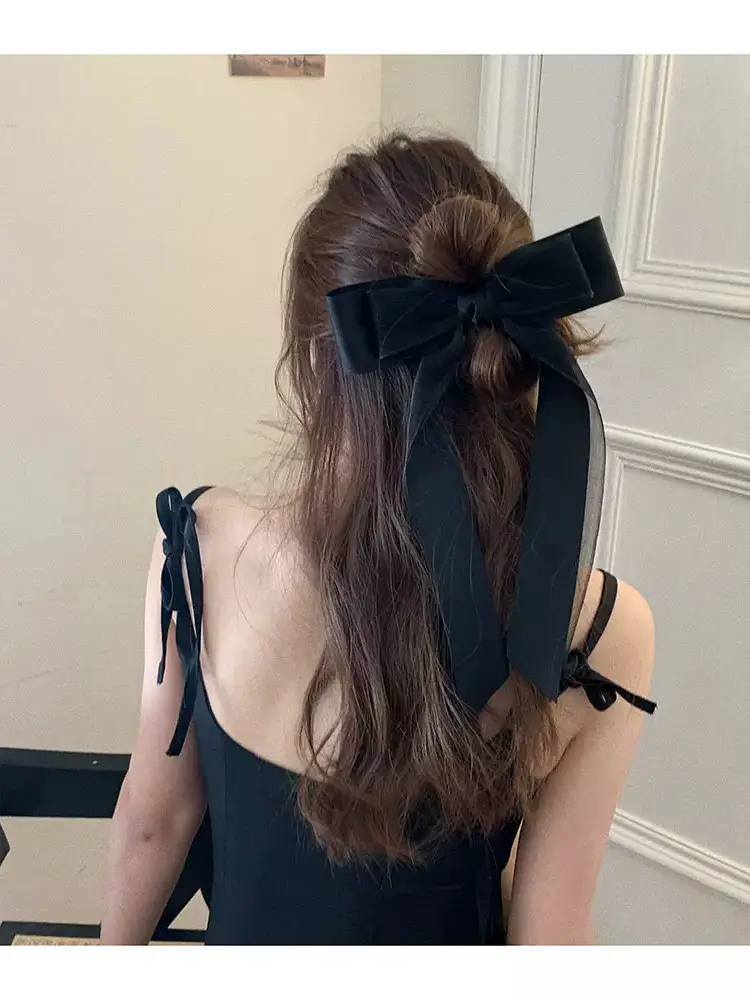 Women's Chiffon Bow Hairpin with Spring Clip — feature 4