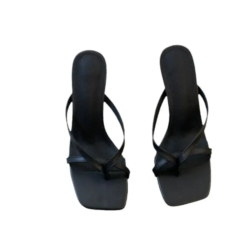 2026 Summer New Style French-Style Thong Sandals, Thin-Heeled Slippers for Women, Outdoor Wear, Square-Toed High-Heeled Flip-Flops - Image 6