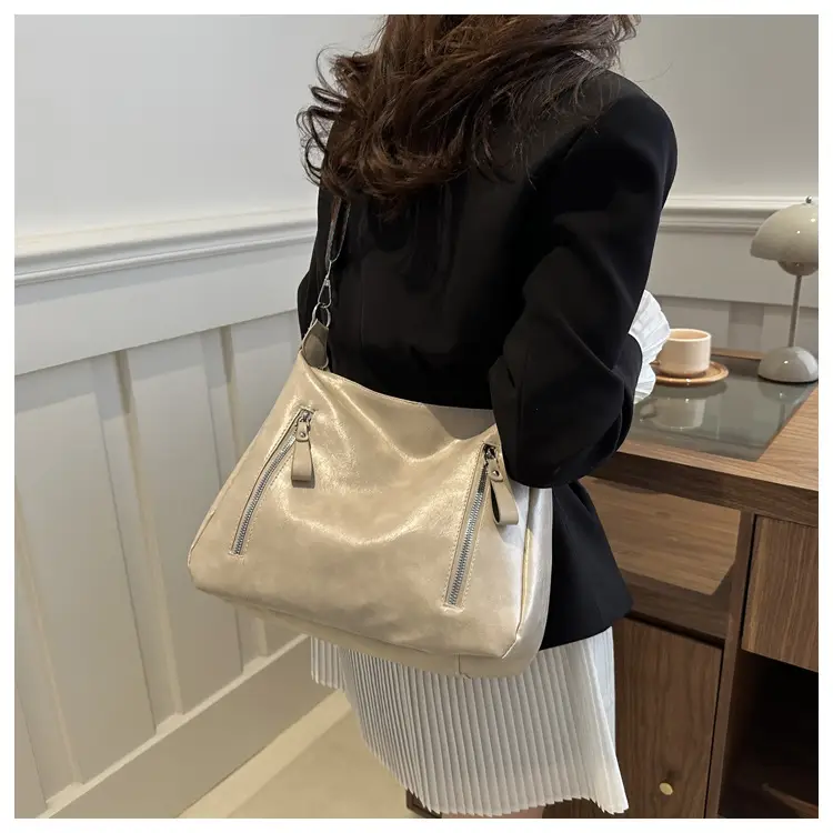 Brown Leather Shoulder Bag with Colorful Strap for Women — feature 9