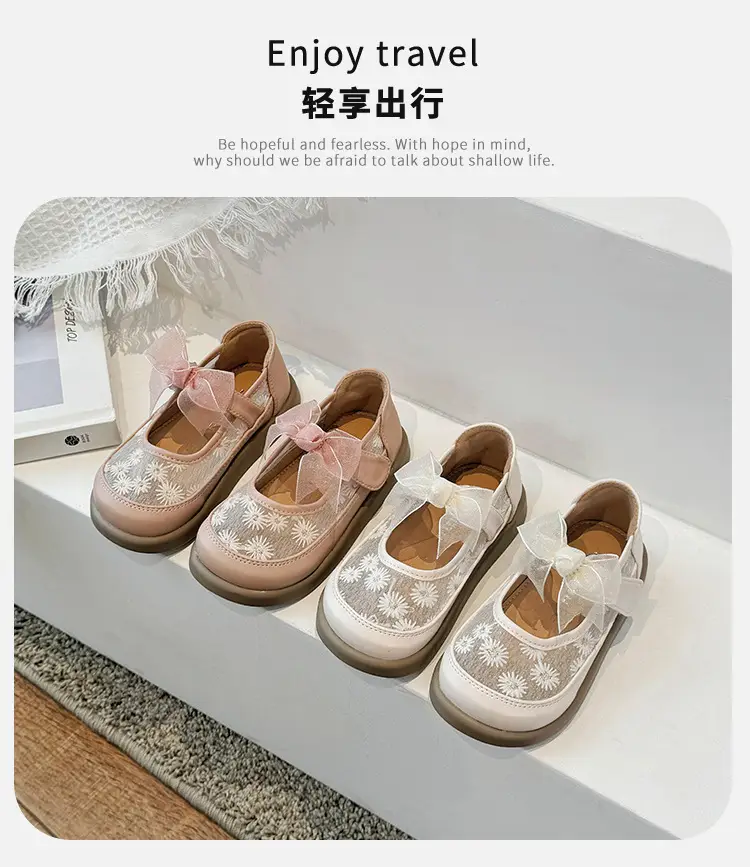 Pink Bow Baby Shoes for Girls Semi Sandals — feature 1