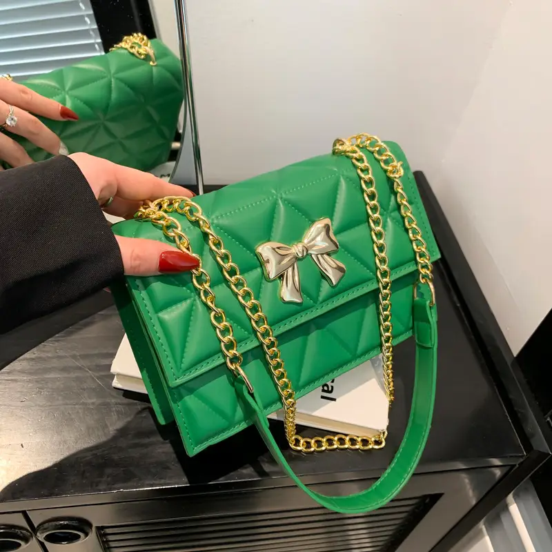 White Diamond Embroidery Chain Shoulder Bag for Women - Image 8