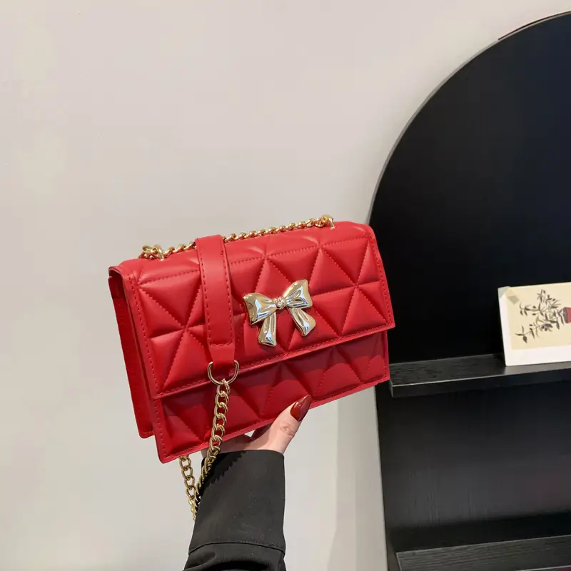 White Diamond Embroidery Chain Shoulder Bag for Women - Image 9