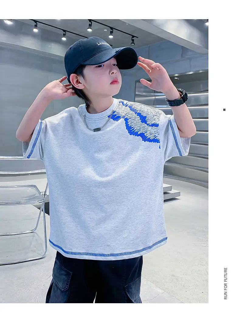 Boys Summer Color Block Pure Cotton T-Shirt 2026 — feature 15