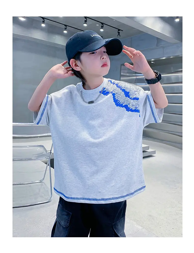 Boys Summer Color Block Pure Cotton T-Shirt 2026 — feature 17