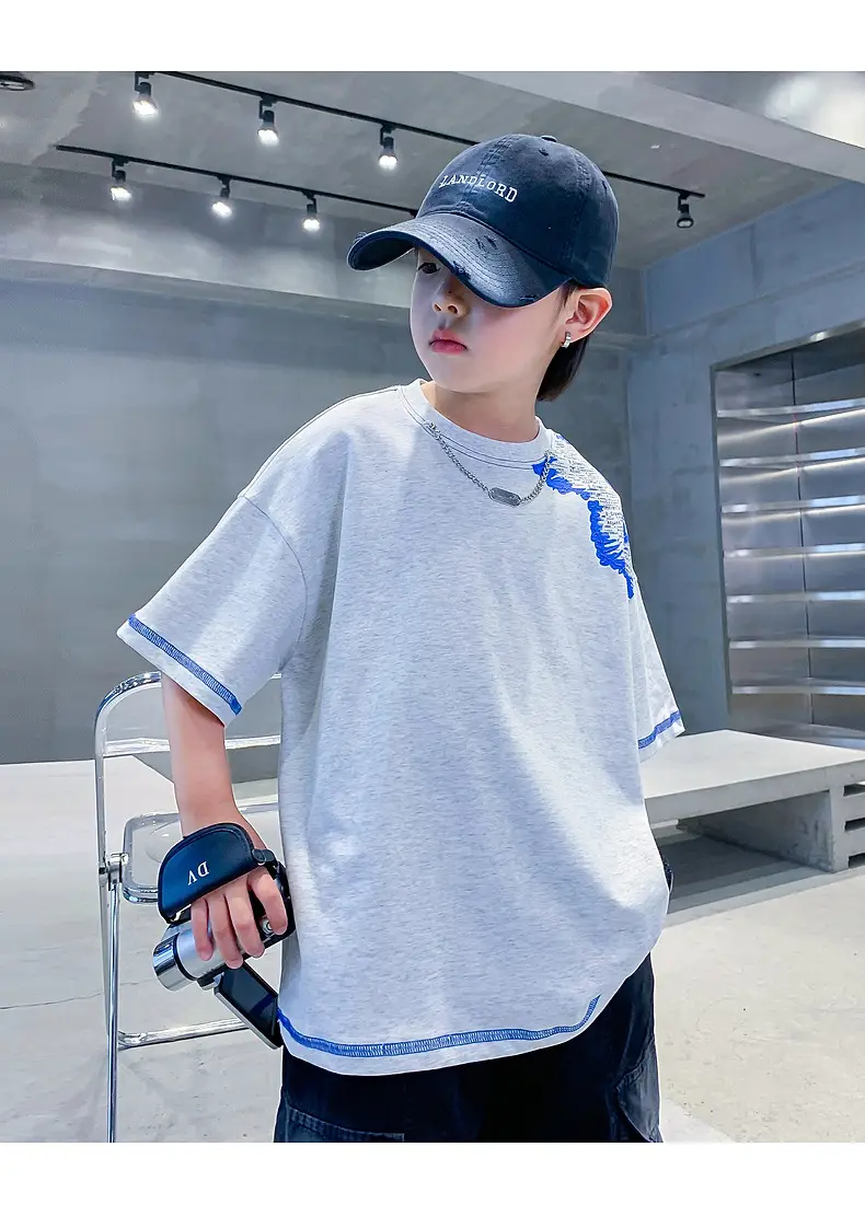 Boys Summer Color Block Pure Cotton T-Shirt 2026 — feature 19