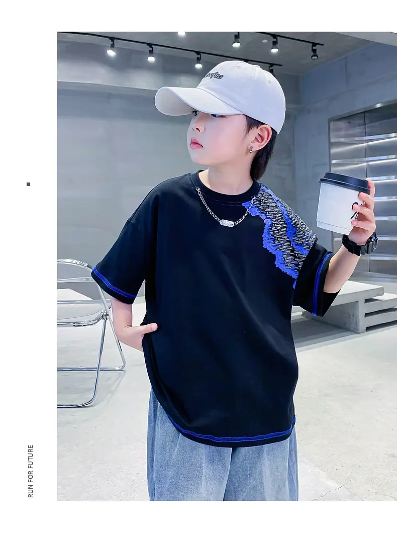 Boys Summer Color Block Pure Cotton T-Shirt 2026 — feature 21