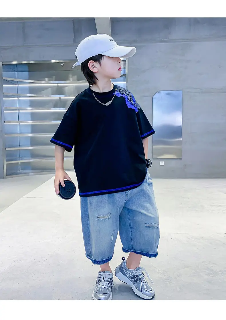 Boys Summer Color Block Pure Cotton T-Shirt 2026 — feature 22
