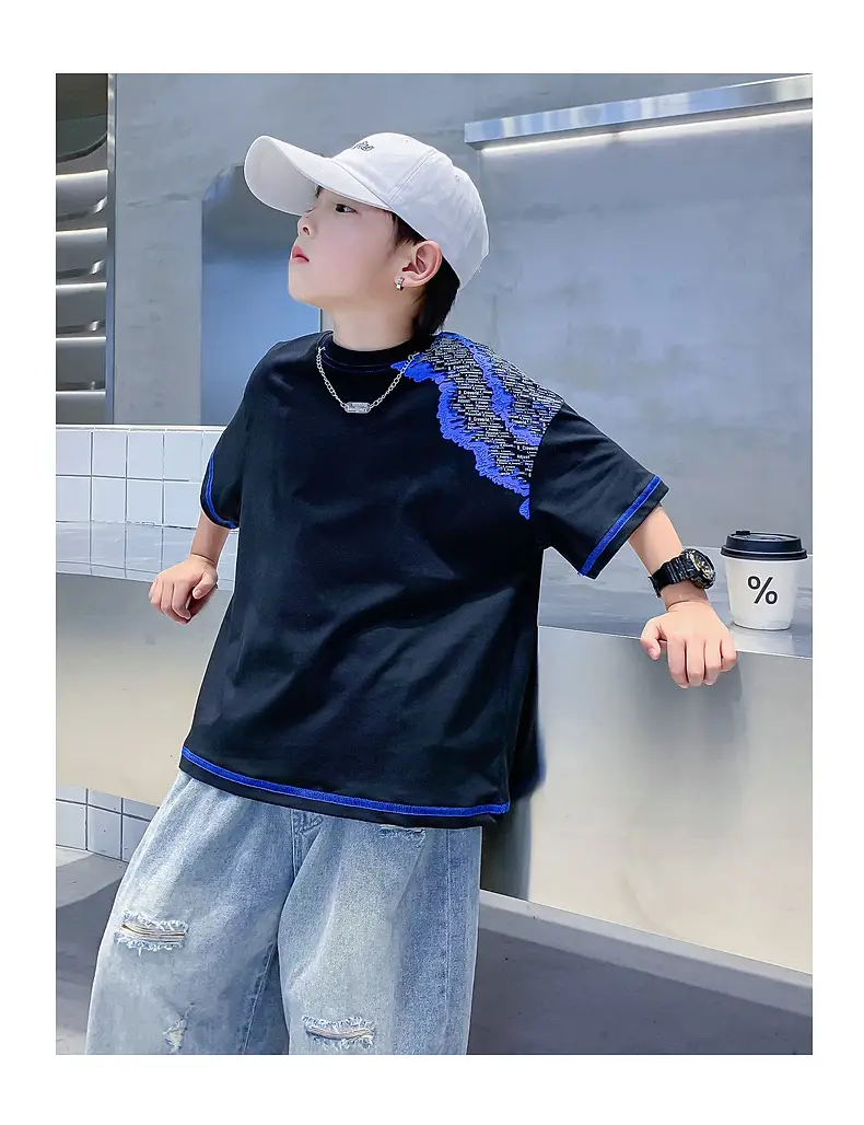 Boys Summer Color Block Pure Cotton T-Shirt 2026 — feature 23