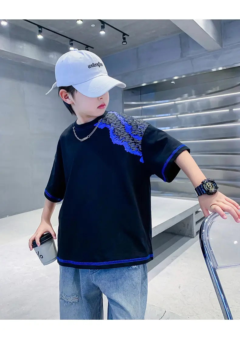 Boys Summer Color Block Pure Cotton T-Shirt 2026 — feature 24