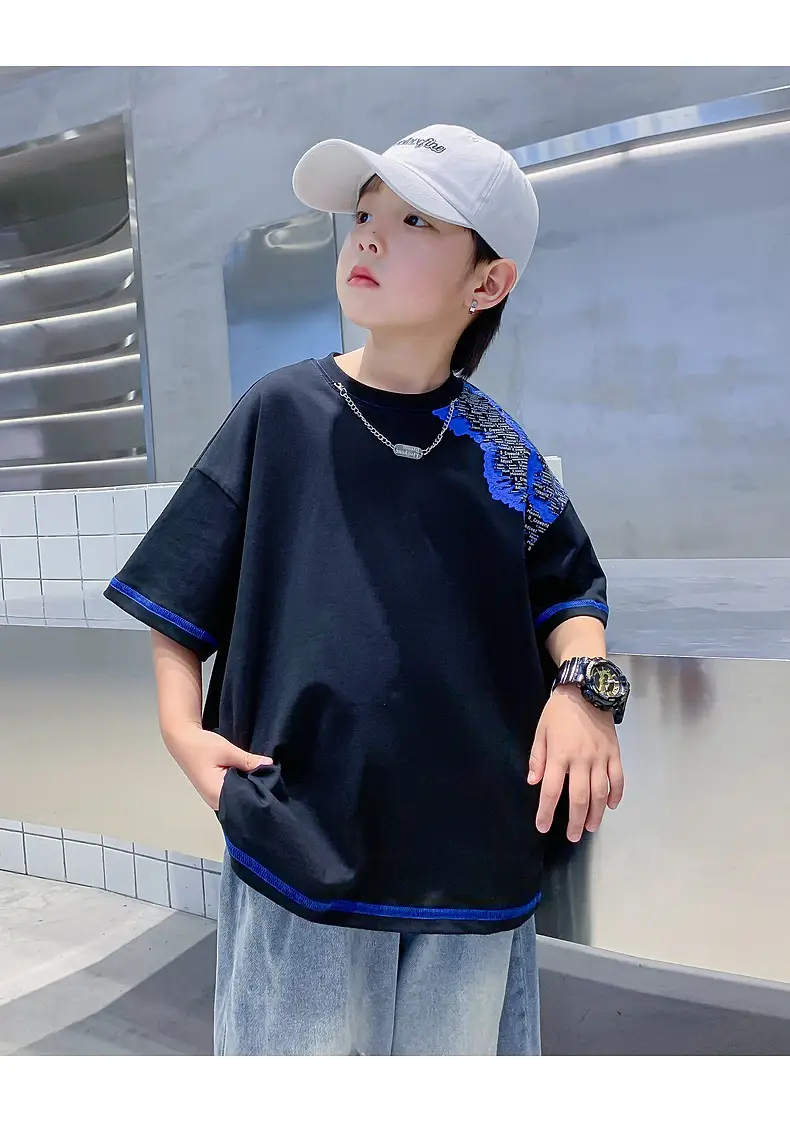 Boys Summer Color Block Pure Cotton T-Shirt 2026 — feature 25