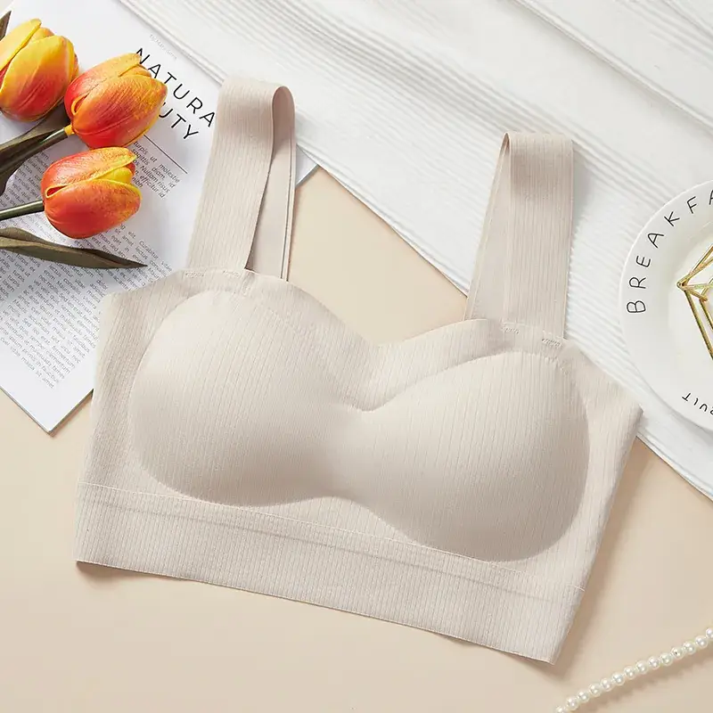 Women's White Ice Silk Camisole Bra Summer All-In-One - Image 3