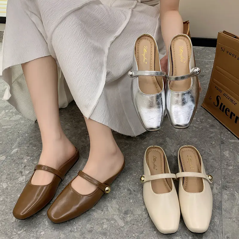 Women French Slippers Silver Soft Sole Summer - Image 5