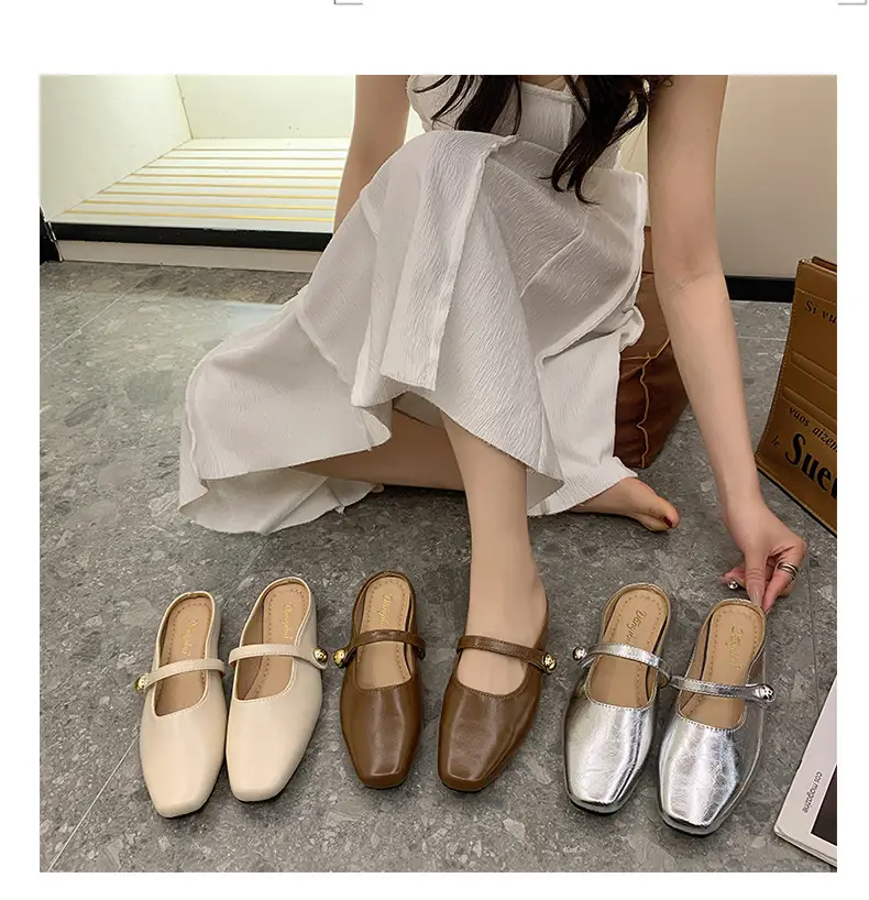 Women French Slippers Silver Soft Sole Summer — feature 10