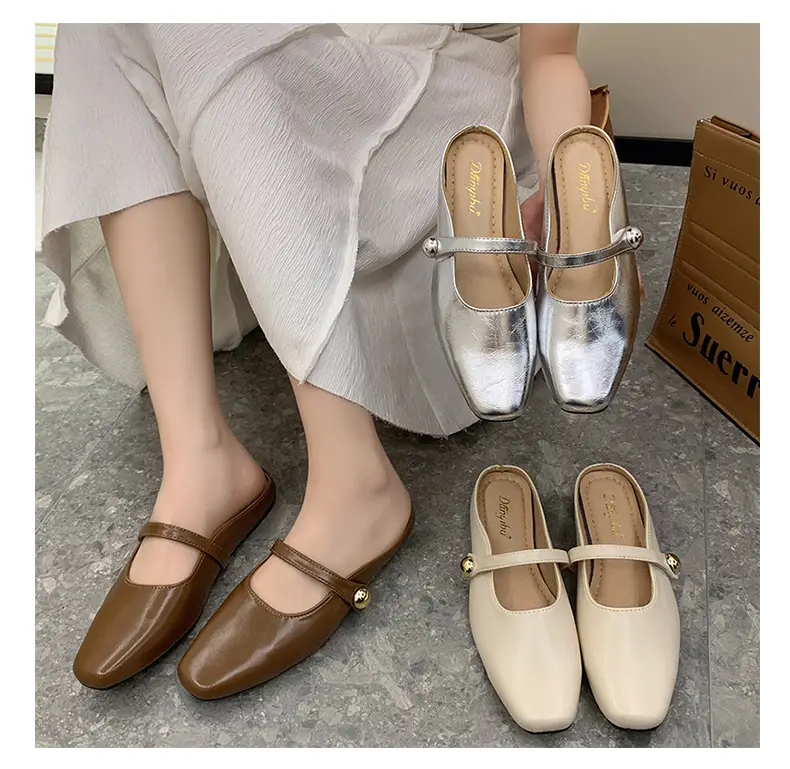 Women French Slippers Silver Soft Sole Summer — feature 13