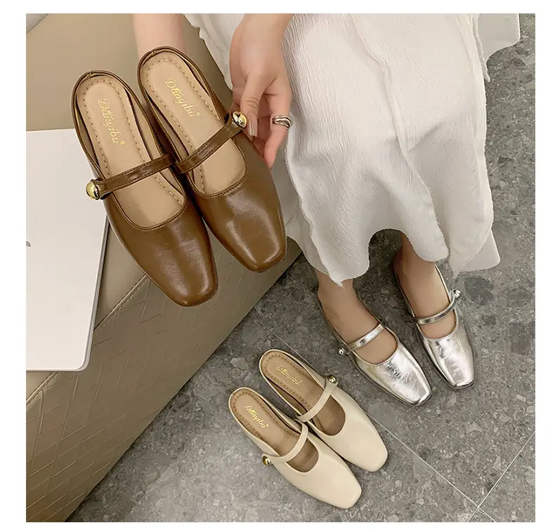 Women French Slippers Silver Soft Sole Summer — feature 17