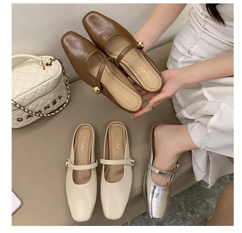 Women French Slippers Silver Soft Sole Summer — feature 18
