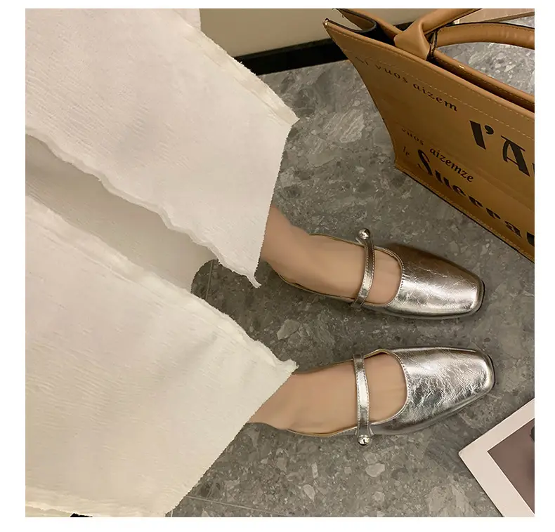 Women French Slippers Silver Soft Sole Summer — feature 20