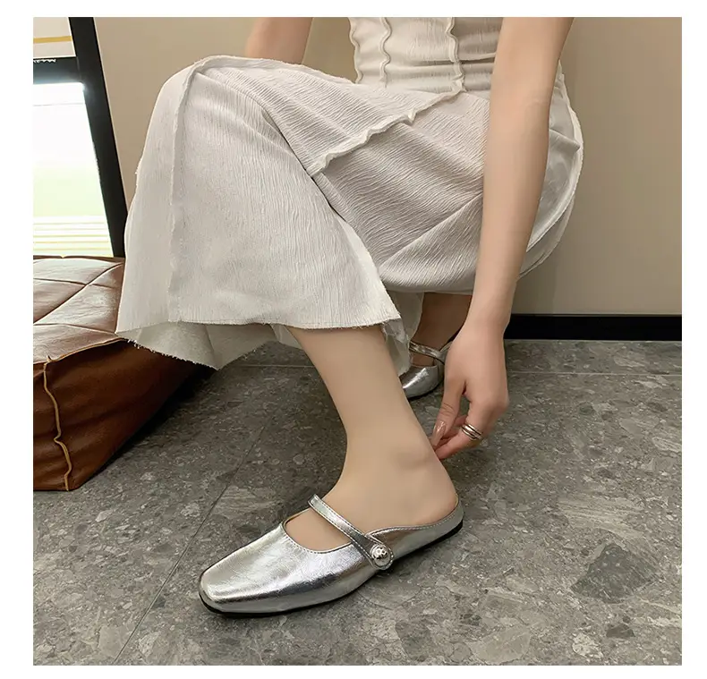 Women French Slippers Silver Soft Sole Summer — feature 21