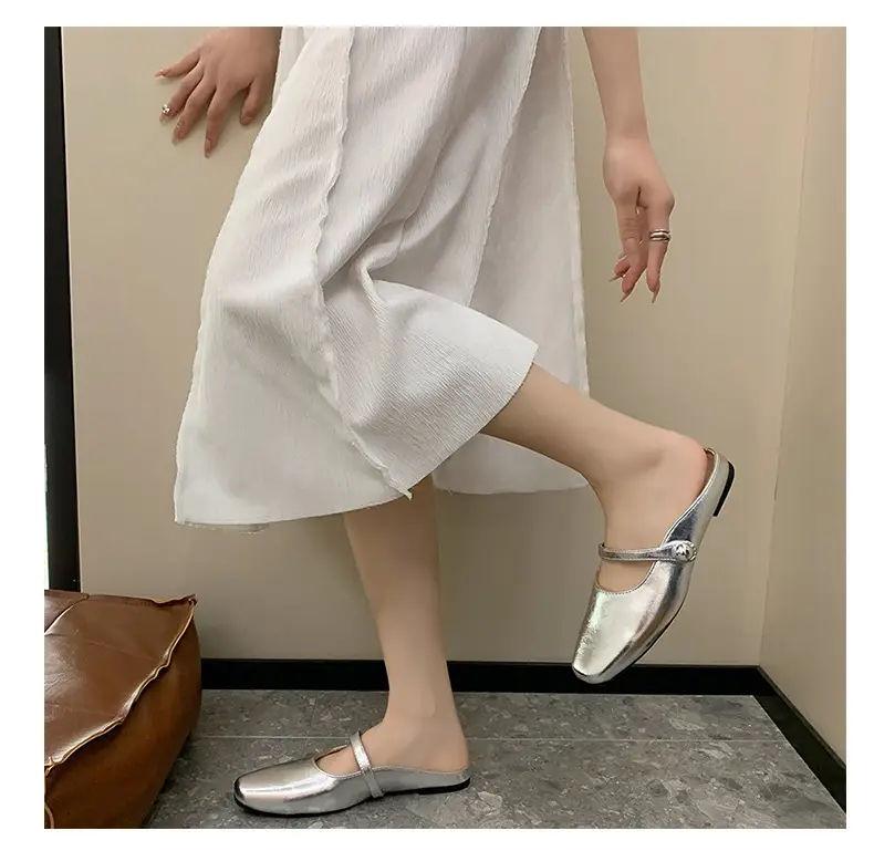 Women French Slippers Silver Soft Sole Summer — feature 22