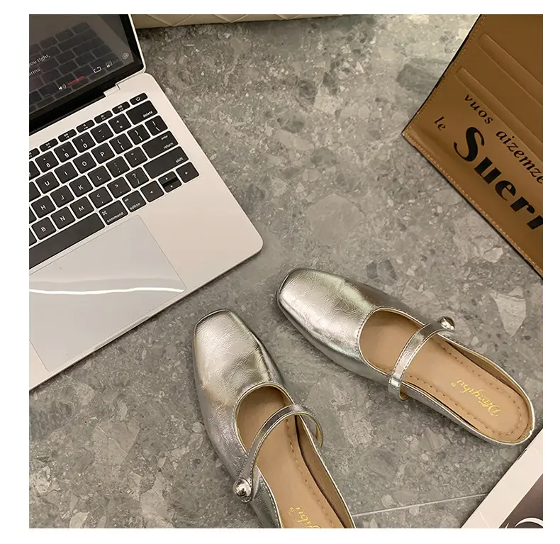 Women French Slippers Silver Soft Sole Summer — feature 33