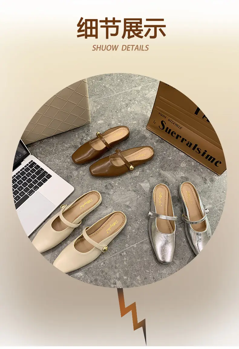Women French Slippers Silver Soft Sole Summer — feature 5